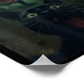 Poster Selfie De Chat Noir Drôle Avec Forêt De Dinosaure  (Coin)