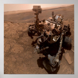 Poster Selfie de Mars Curiosity paysage martien rouge