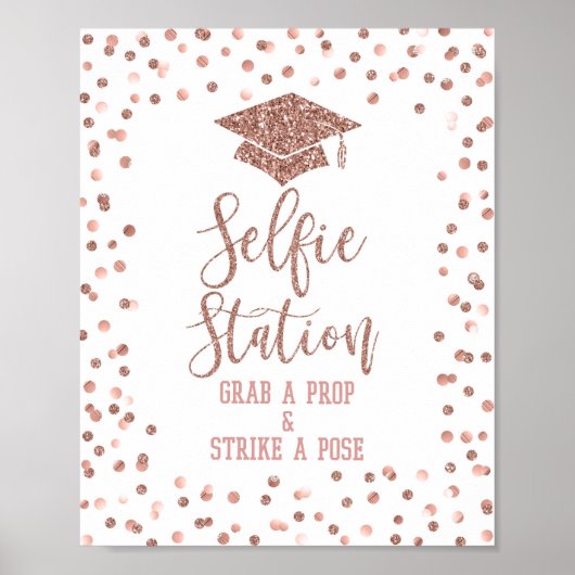 Poster Selfie Station Graduation Party Signé Rose Gold (Devant)
