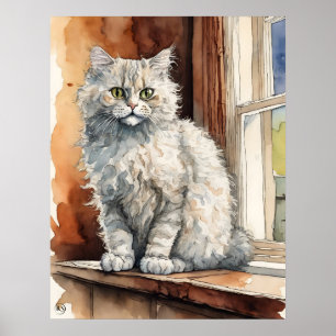 Poster Selkirk rex Chat - Art Chat