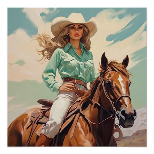 Poster Selle Stitched : Cowgirl Wall Art (Devant)