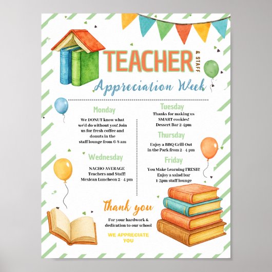 Poster Semaine d'appréciation de l'enseignant de livre d' (Devant)