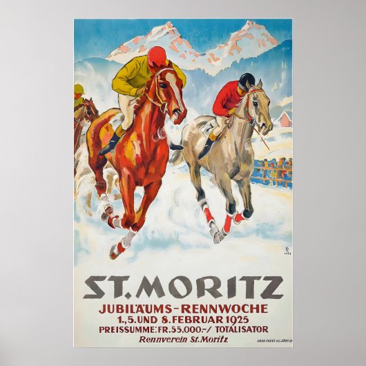 Poster Semaine de course du jubilé de St Moritz 1925 Suis (Devant)