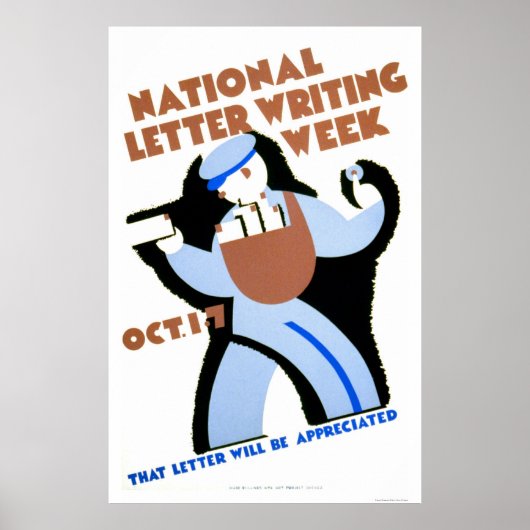 Poster Semaine de rédaction de lettres 1940 WPA (Devant)