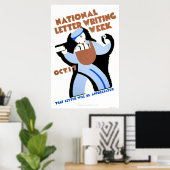 Poster Semaine de rédaction de lettres 1940 WPA (Bureau à domicile)
