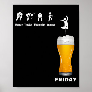 Poster Semaine drôle d'hommes de lundi à vendredi - Bière