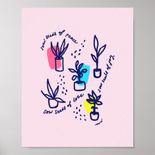 Poster Semer des graines de paix, d'amour et de joie - in
