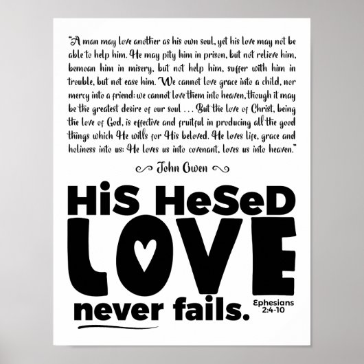 Poster semi-brillant 11x14 "Hesed Never Fails" (Devant)