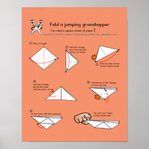 Poster semi-brillant de l'origami Grasshopper