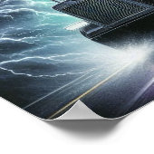 Poster Semi Camion dans une tempête de foudre vibrante (Coin)