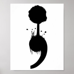 Poster Semicolon Arbre Suicide Prévention de la Dépressio