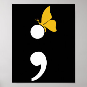 Poster Semicolon Butterfly Suicide Prévention de la dépre