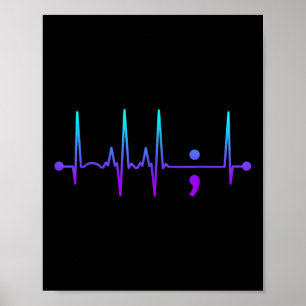 Poster Semicolon Coeur Beat Suicide Sensibilisation Suici