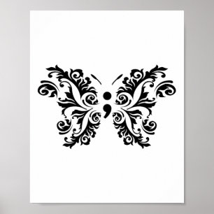 Poster Semicolon de papillon Prévention du suicide T