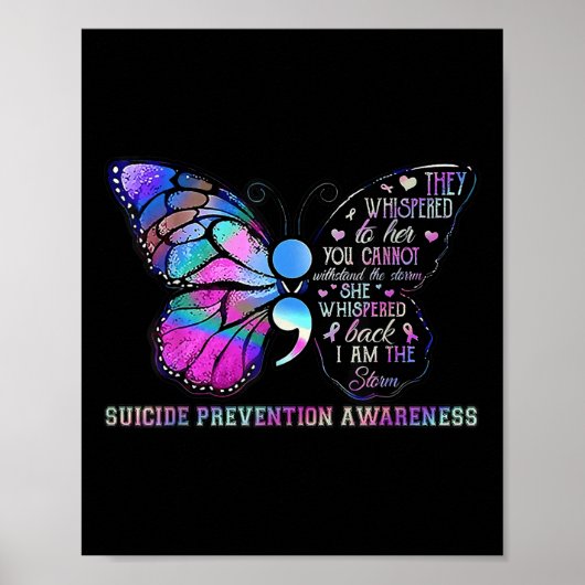Poster Semicolon de papillon Sensibilisation à la prévent (Devant)