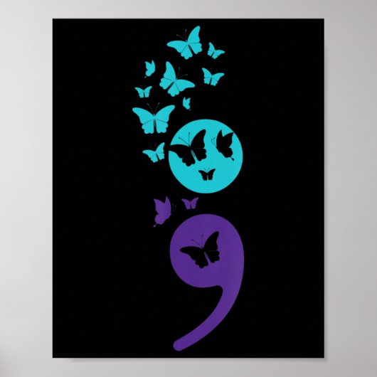 Poster Semicolon de papillon Sensibilisation au suicide S (Devant)