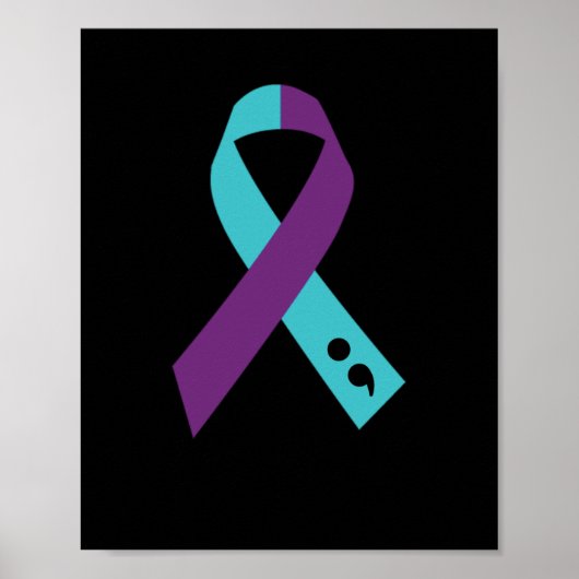 Poster Semicolon de ruban violet turquoise Prévention du  (Devant)