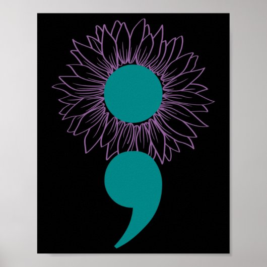 Poster Semicolon de tournesol Sensibilisation au suicide (Devant)