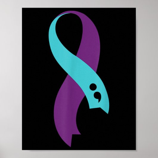 Poster Semicolon du ruban pourpre turquoise Prévention du (Devant)