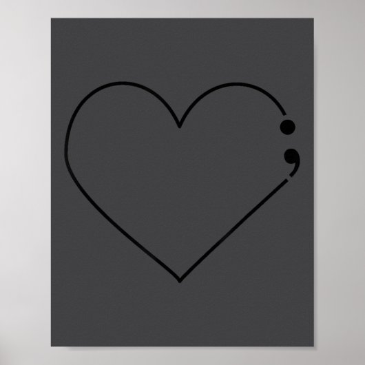 Poster Semicolon Heart Mental Health Awareness Therast De (Devant)