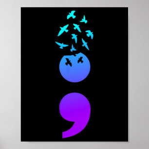 Poster Semicolon Oiseaux Sensibilisation au suicide Suici