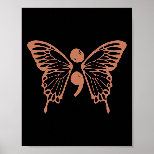 Poster Semicolon papillon 988 Prévention du suicide (Devant)