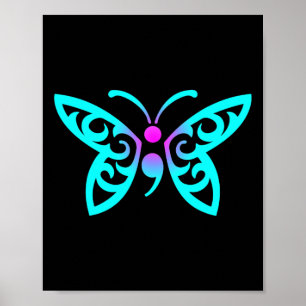 Poster Semicolon papillon guerrier Prévention du suicide