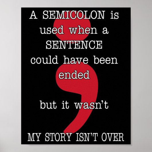 Poster Semicolon Prévention du suicide Sensibilisation Mo (Devant)