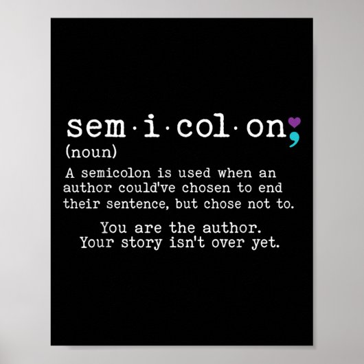Poster Semicolon rétro Définition Prévention du suicide A (Devant)