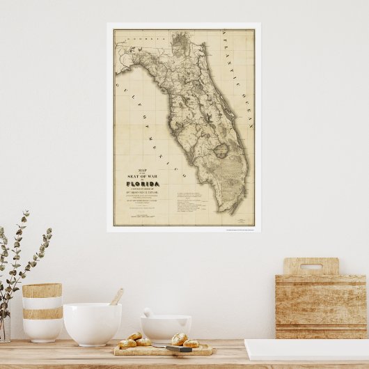 Poster Seminole War Florida Map 1839 (Cuisine)