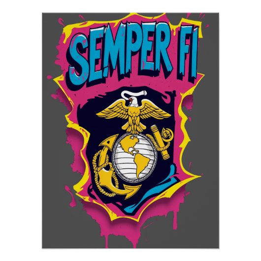 Poster Semper Fi USMC Marine militaire (Devant)