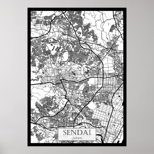 Poster Sendai Japan City Map (Devant)