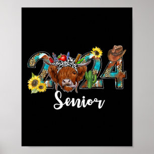 Poster Senior 2024 Highland Cow Western Graduation Class