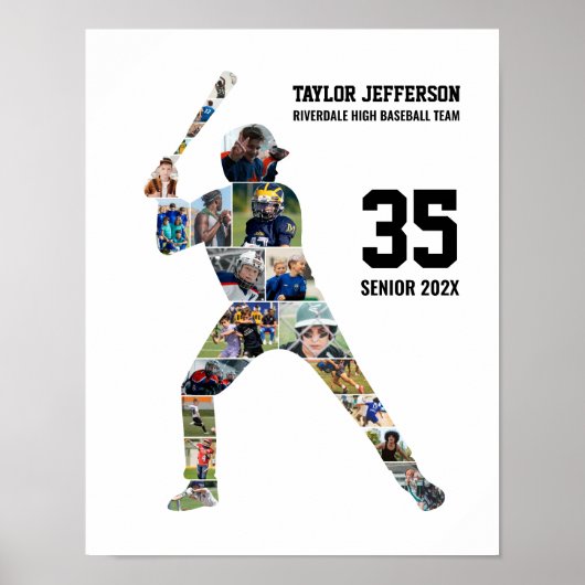 Poster Senior Baseball Team Photo Collage Custom Sports (Devant)