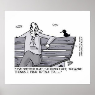 Poster Senior sur le banc du parc