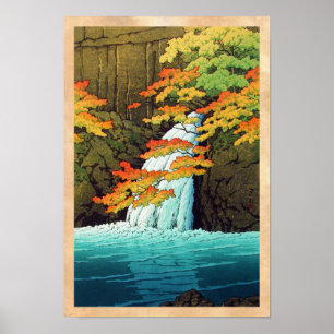 Poster Senju Waterfall, Akame Hasui Kawase shin hanga art