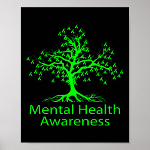 Poster Sensibilisation à la santé mentale Arbre vert Sant