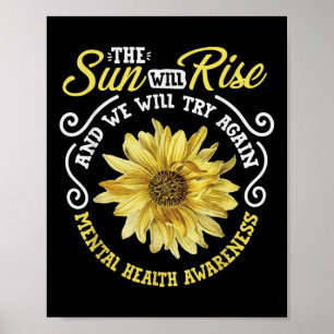 Poster Sensibilisation à la santé mentale Sunflower Natur