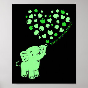 Poster Sensibilisation à la santé mentale Un éléphant Coe