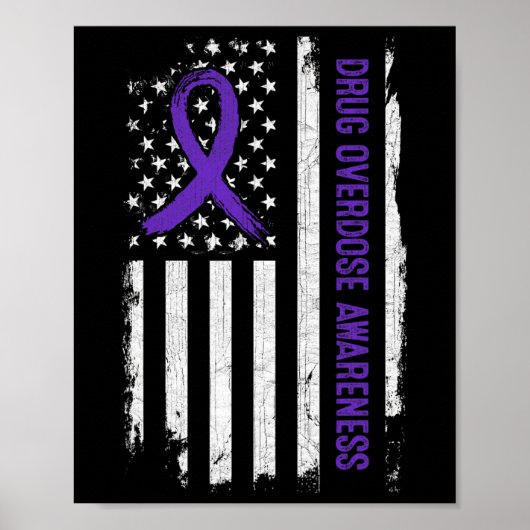 Poster Sensibilisation à la surdose de drogue Drapeau amé (Devant)