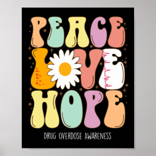 Poster Sensibilisation à la surdose de drogue Paix Amour