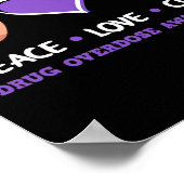 Poster Sensibilisation à la surdose de drogue Peace Love (Coin)