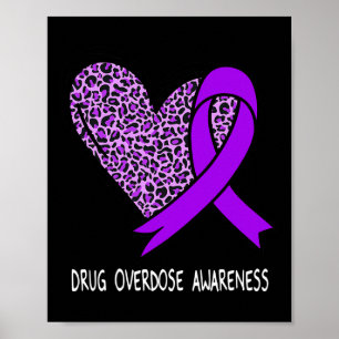 Poster Sensibilisation à la surdose de drogue Ruban pourp