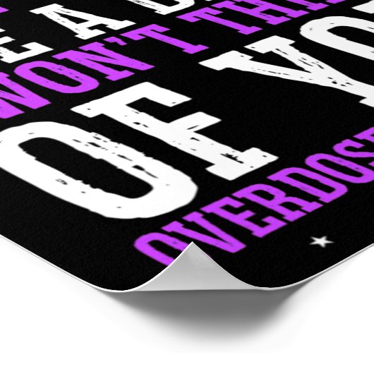 Poster Sensibilisation à la surdose Ruban violet Pensez à (Coin)