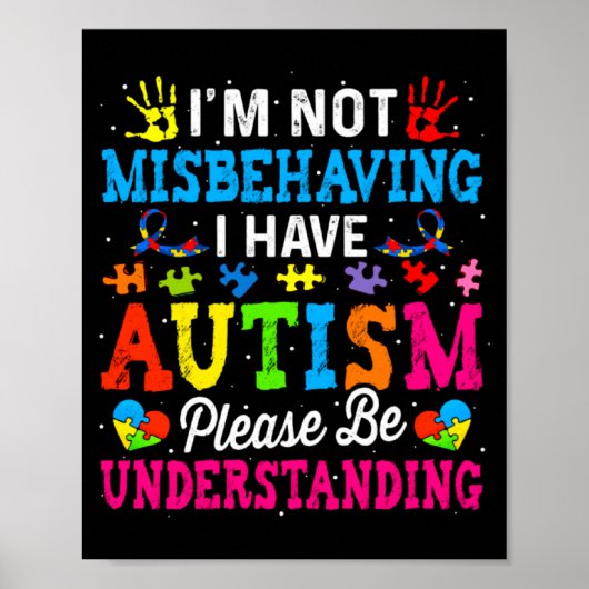 Poster Sensibilisation à l'autisme Je ne me comporte pas (Devant)