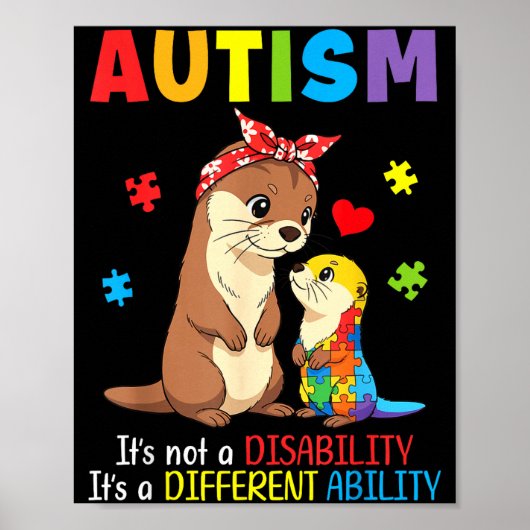 Poster Sensibilisation à l'autisme Mère Loutre Capacité D (Devant)