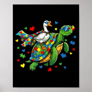Poster Sensibilisation à l'autisme tortue canard oie puzz