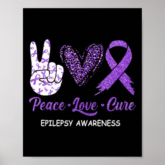 Poster Sensibilisation à l'épilepsie Paix Amour Cure Leop (Devant)