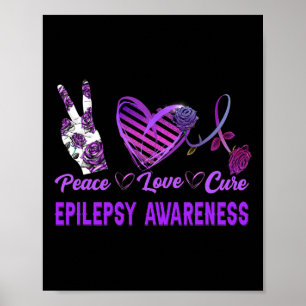 Poster Sensibilisation à l'épilepsie Paix Amour Cure Purp