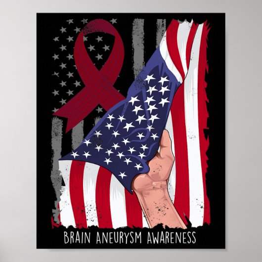 Poster Sensibilisation à l'neurysme Drapeau américain Bur (Devant)